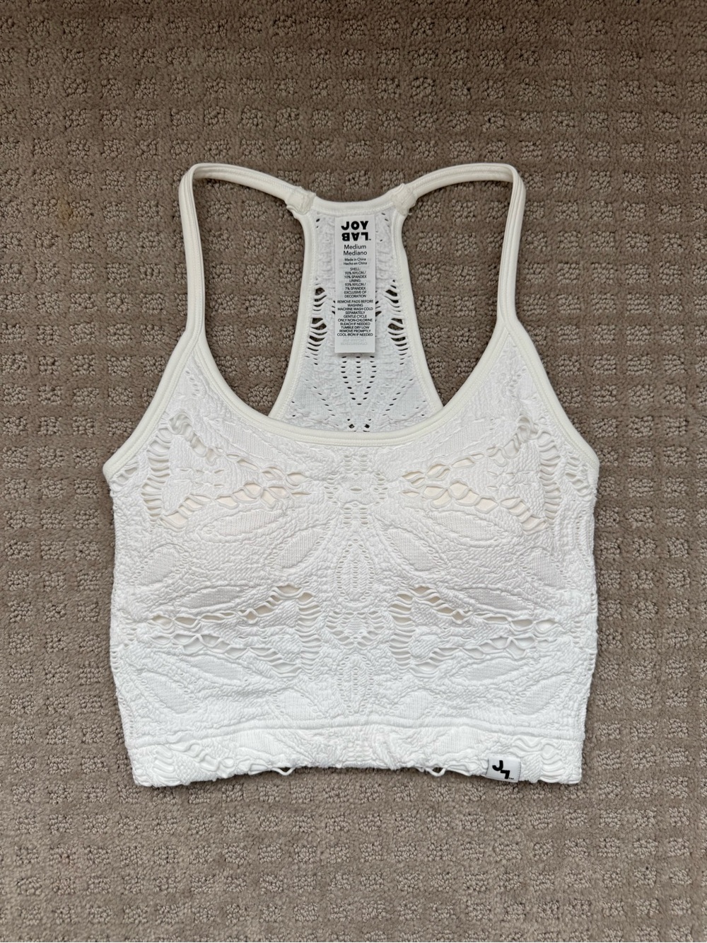 JoyLab White Crochet Lace Racerback Bralette